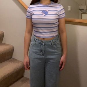 purple striped crop top 💜